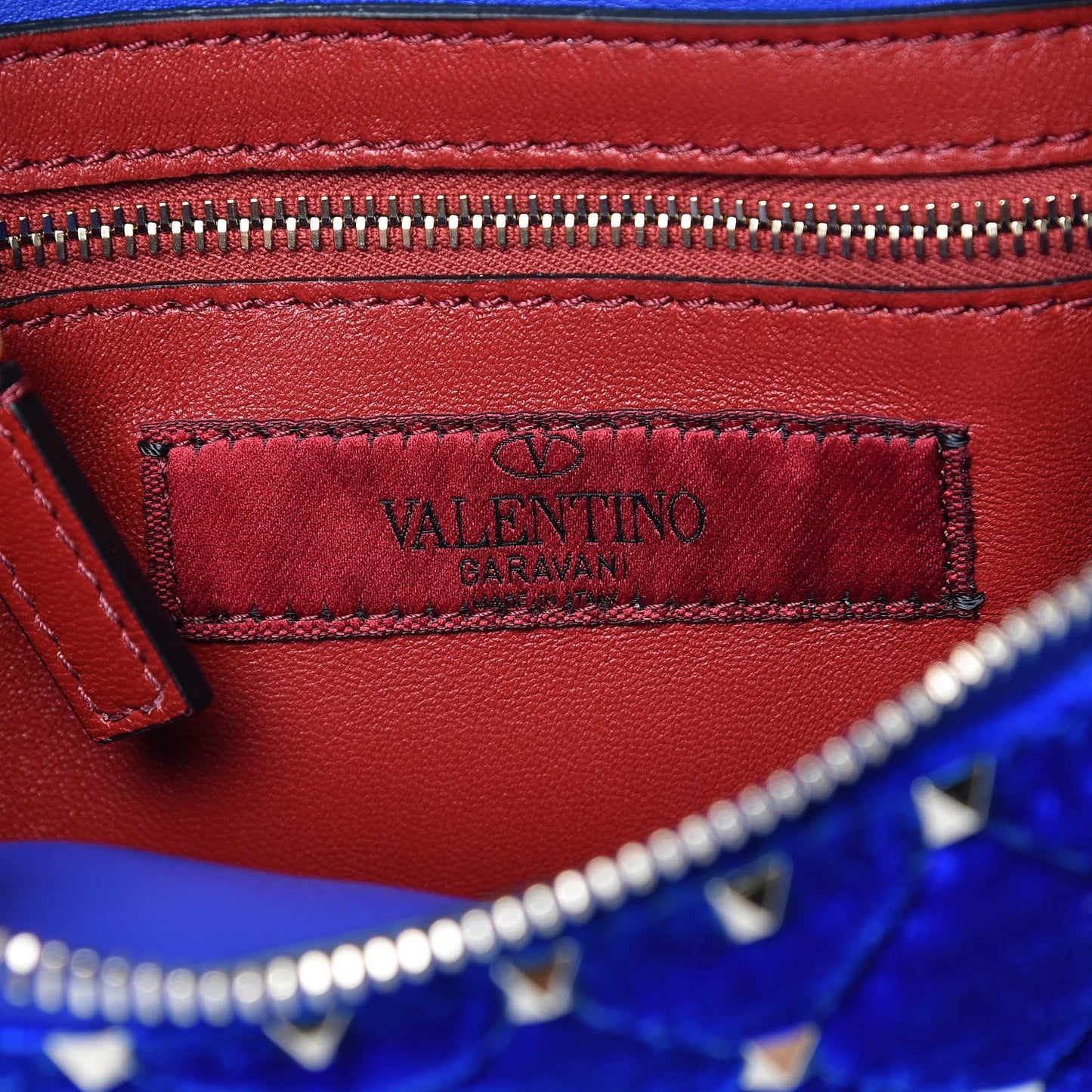 Velvet Rockstud Spike Belt Bag 95 Acid Blue