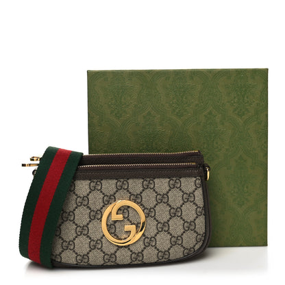 Gucci GG Supreme Monogram Textured Dollar Calfskin Web Mini Blondie Crossbody Bag Beige Ebony New Acero 14 of 14