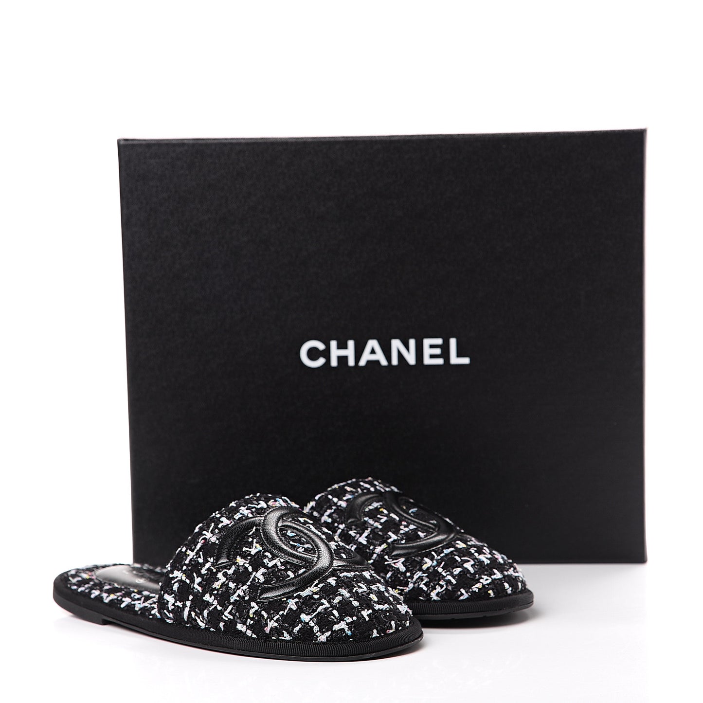 Tweed CC Flat Mules XS Black