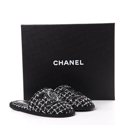 Chanel Tweed CC Flat Mules XS Black 7 of 7