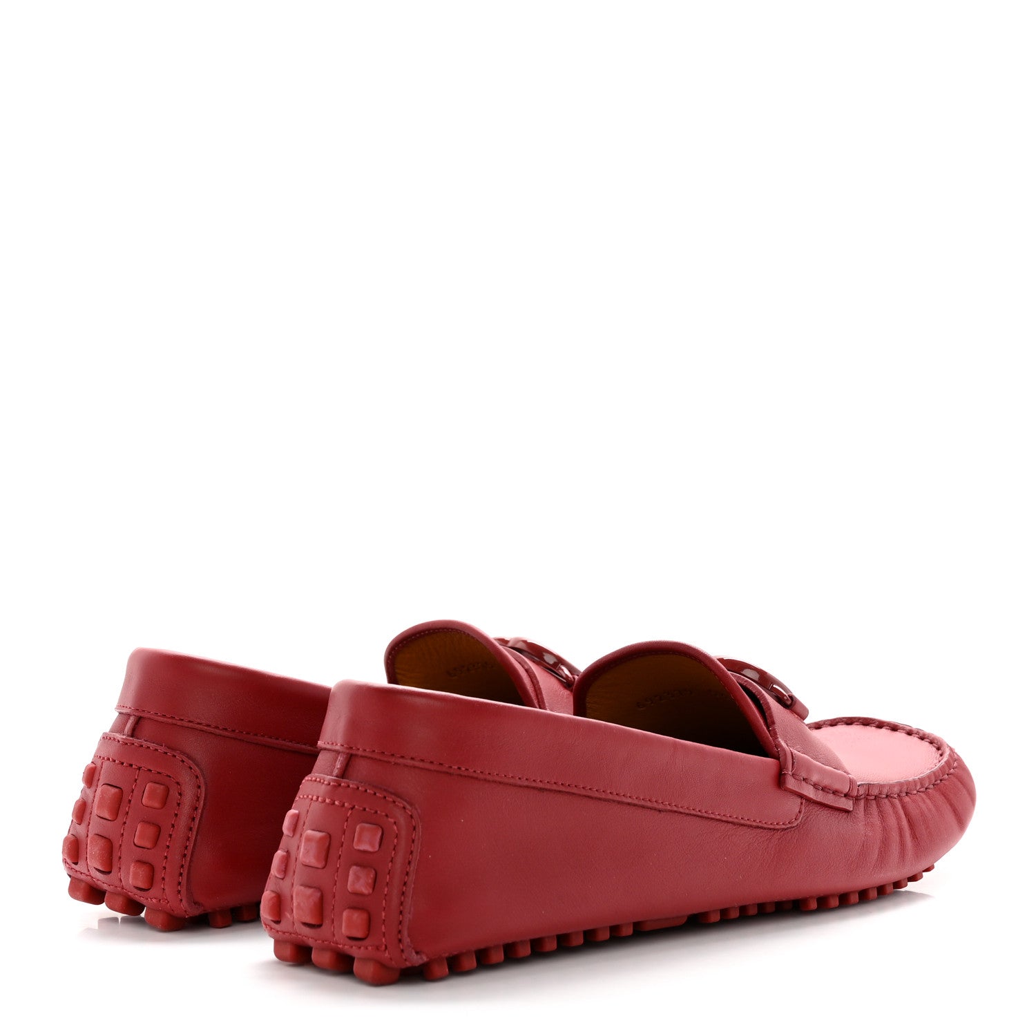 Gucci Clove Calfskin Monochrome Mens Interlocking G Driver Loafers 9.5 Red 4 of 12