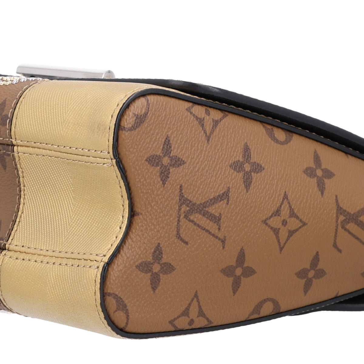 Louis Vuitton Calfskin Reverse Monogram Studded Twist Shoulder Bag MM Black Gold 10 of 10