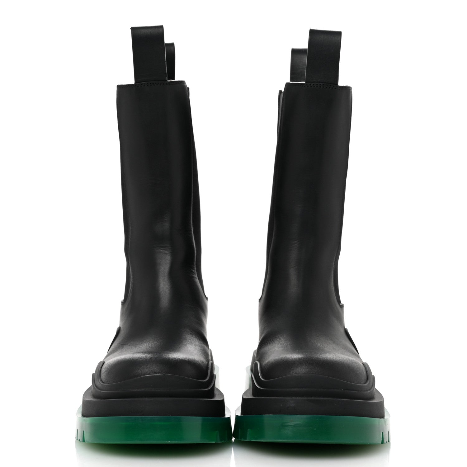 Bottega Veneta Calfskin The Tire Chelsea Boots 35 Black Green