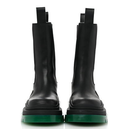 Bottega Veneta Calfskin The Tire Chelsea Boots 35 Black Green 3 of 9