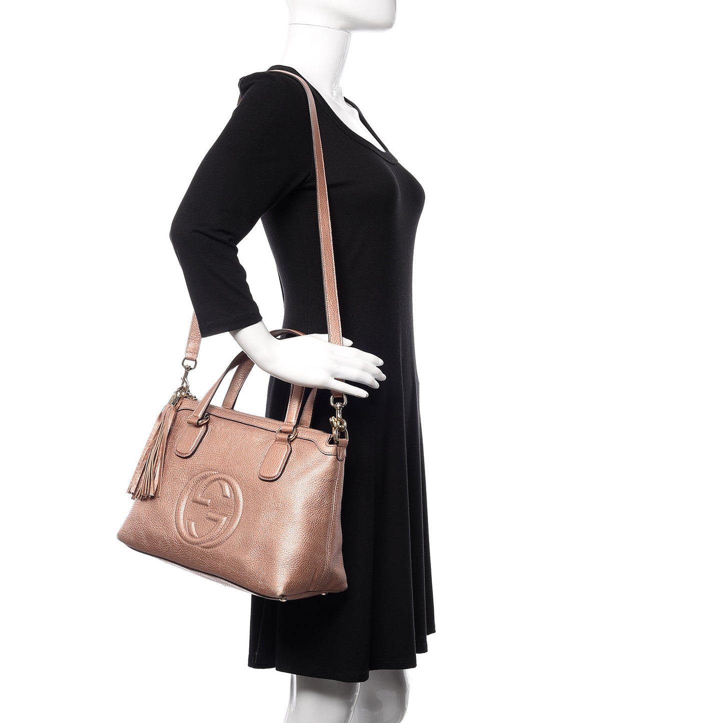 Metallic Cellarius Calfskin Small Soho Top Handle Satchel Pink