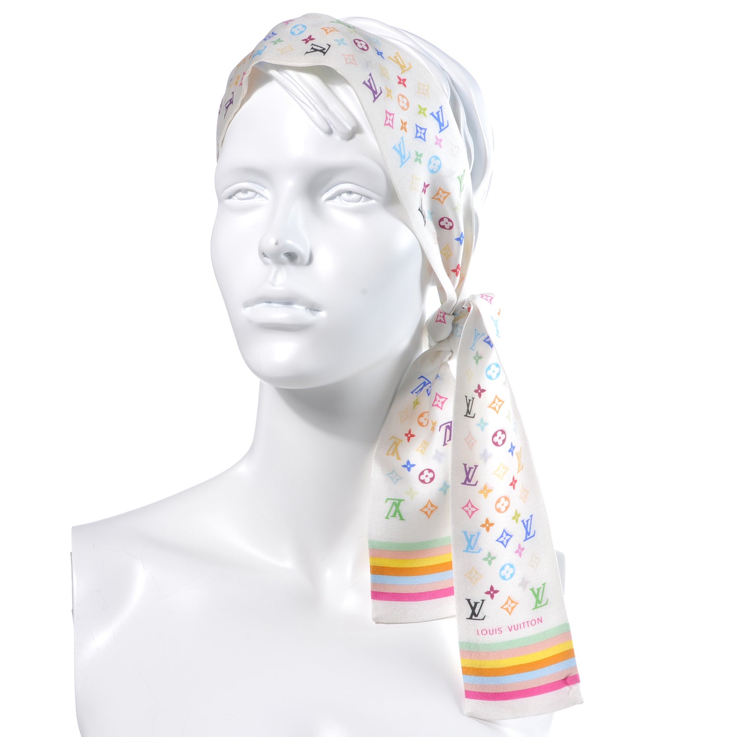 Silk Monogram Multicolor Bandeau White