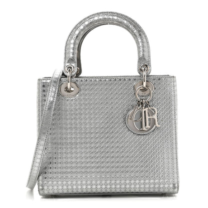 Christian Dior Metallic Patent Micro-Cannage Medium Lady Dior Silver 1 of 10