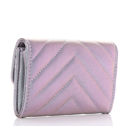 Chanel Iridescent Lambskin Chevron Quilted Reissue Card Holder Light Purple 3 of 9