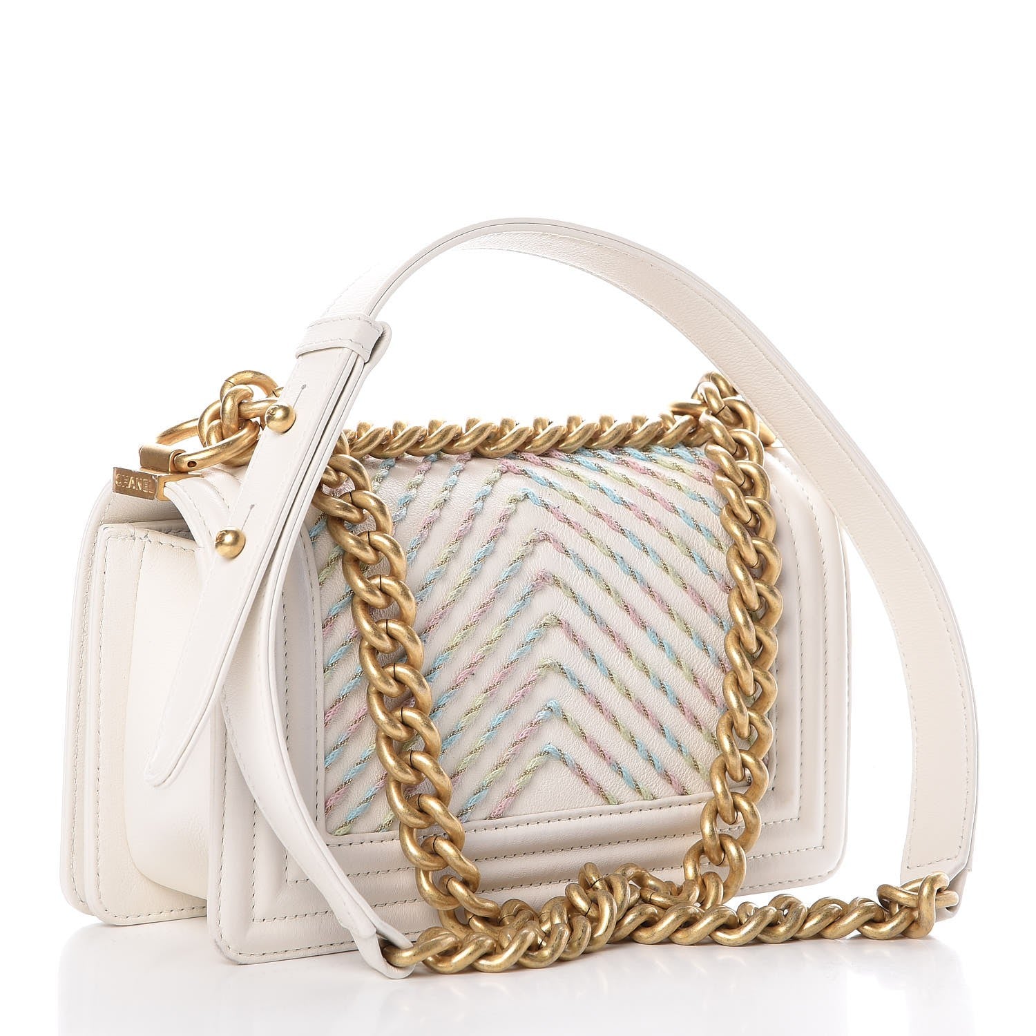 Chanel Calfskin Embroidered Small Boy Flap Ivory 3 of 13