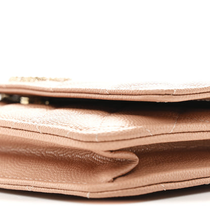 Chanel Caviar Quilted Perforated Metal CC Wallet On Chain WOC Beige 11 of 11