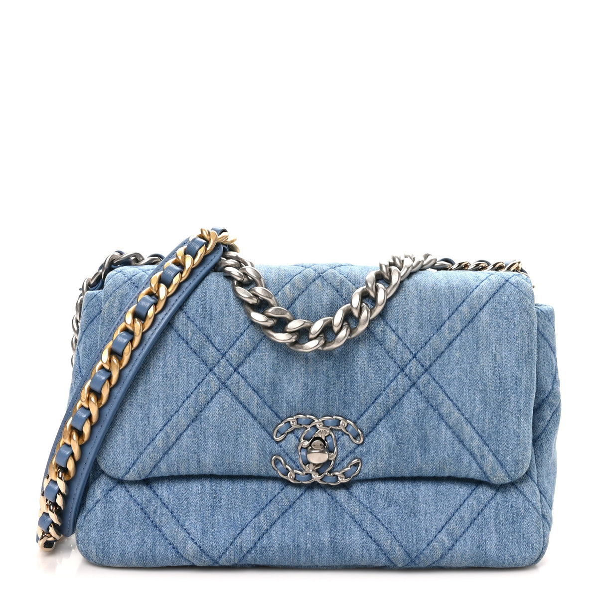 Chanel Denim Quilted Medium Chanel 19 Flap Blue 1 of 10