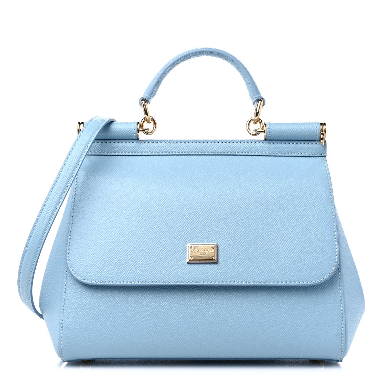 Dolce & Gabbana Dauphine Calfskin Miss Sicily Satchel Light Blue 1 of 9