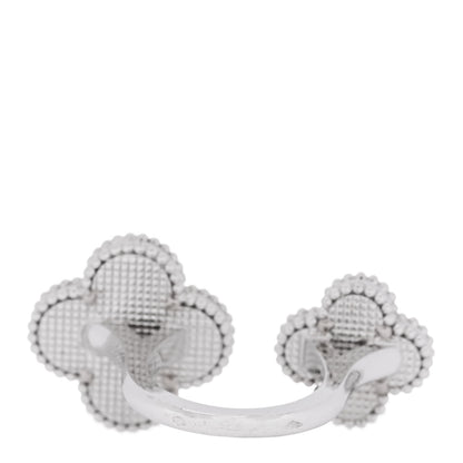 Van Cleef & Arpels 18K White Gold Mother of Pearl Magic Alhambra Between the Finger Ring 52 6 6 of 6