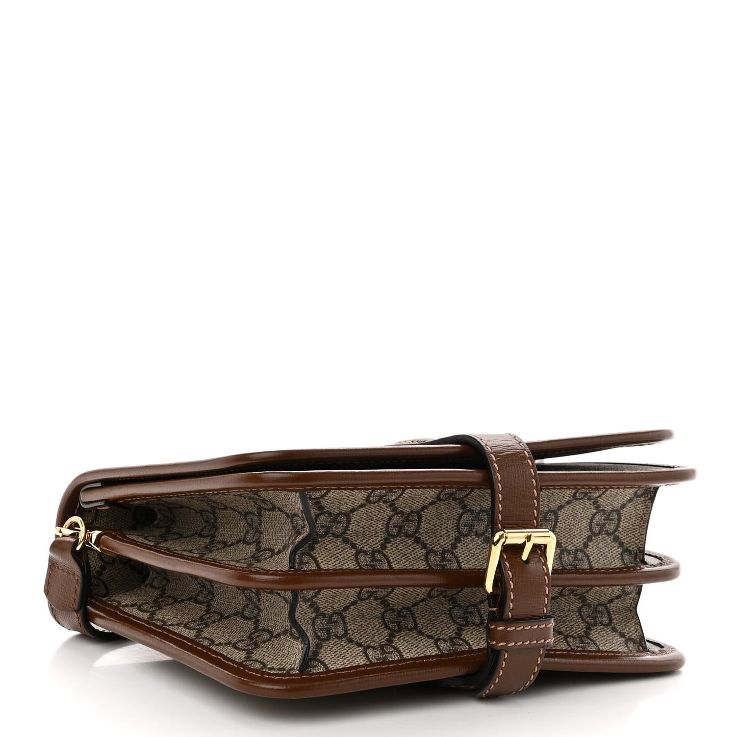 GG Supreme Monogram Azalea Calfskin Mini Retro Interlocking G Flap Shoulder Bag Beige Ebony Brown Sugar