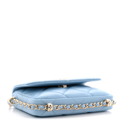 Chanel Lambskin Quilted Chain Around Coin Purse With Chain Light Blue 4 of 11