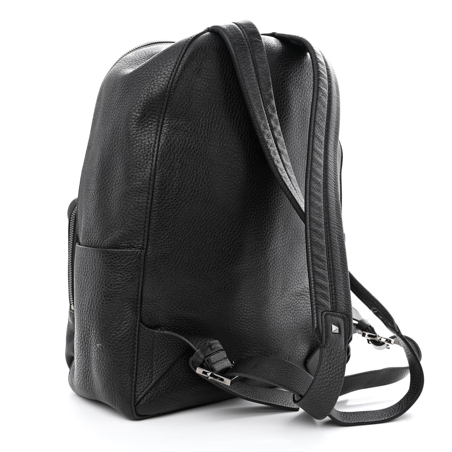 Grained Calfskin Rockstud Backpack Black