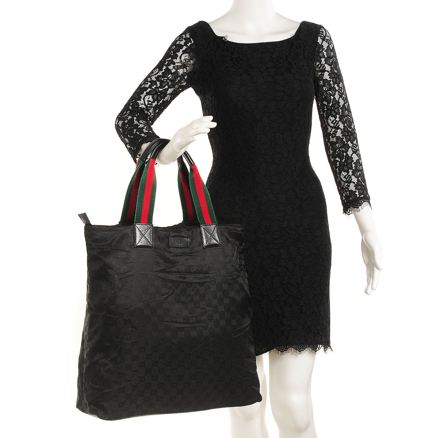 Gucci Nylon Monogram Web Tote Black 2 of 7