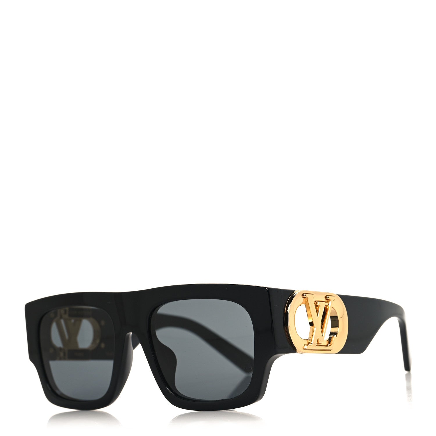 Louis Vuitton Acetate LV Link Square Sunglasses Z1478E Black 1 of 7
