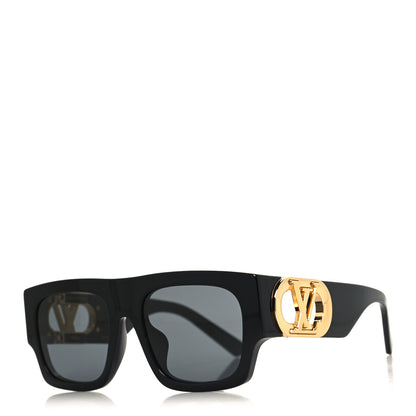 Louis Vuitton Acetate LV Link Square Sunglasses Z1478E Black 1 of 7
