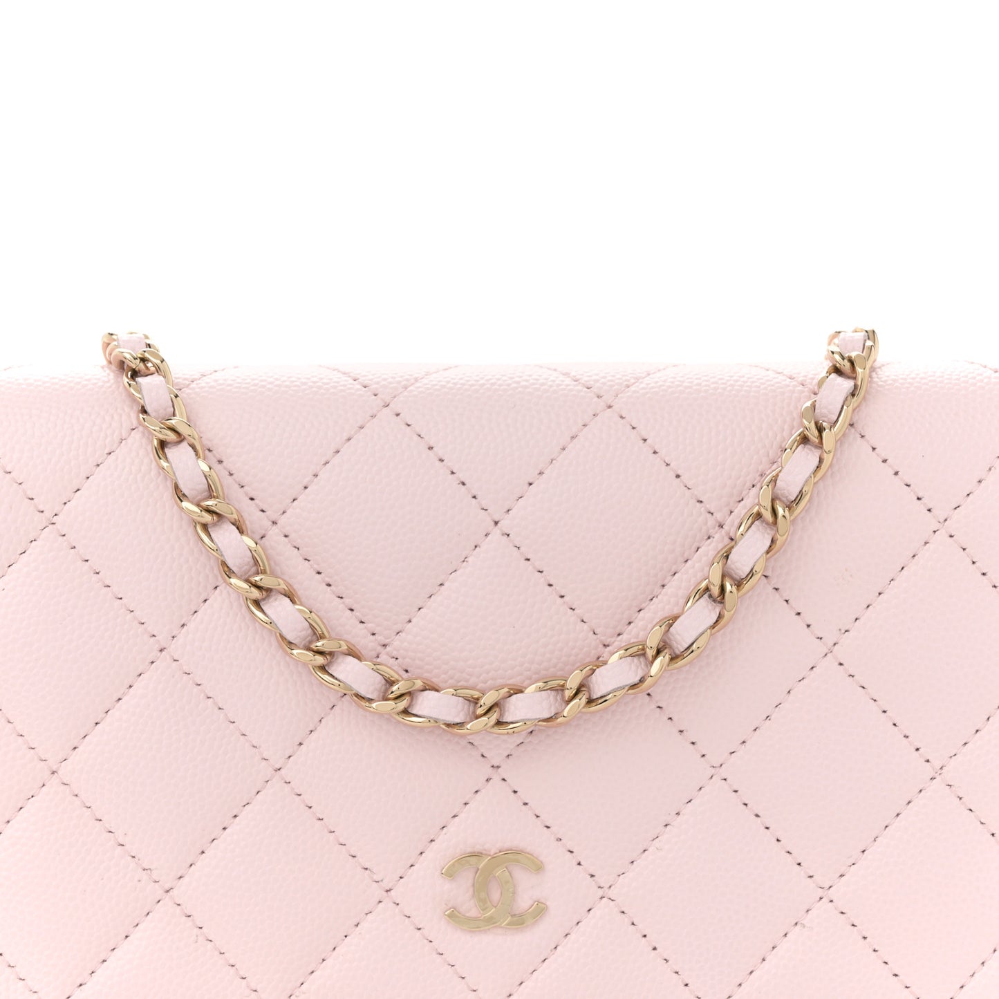 Caviar Quilted Wallet on Chain WOC Light Pink