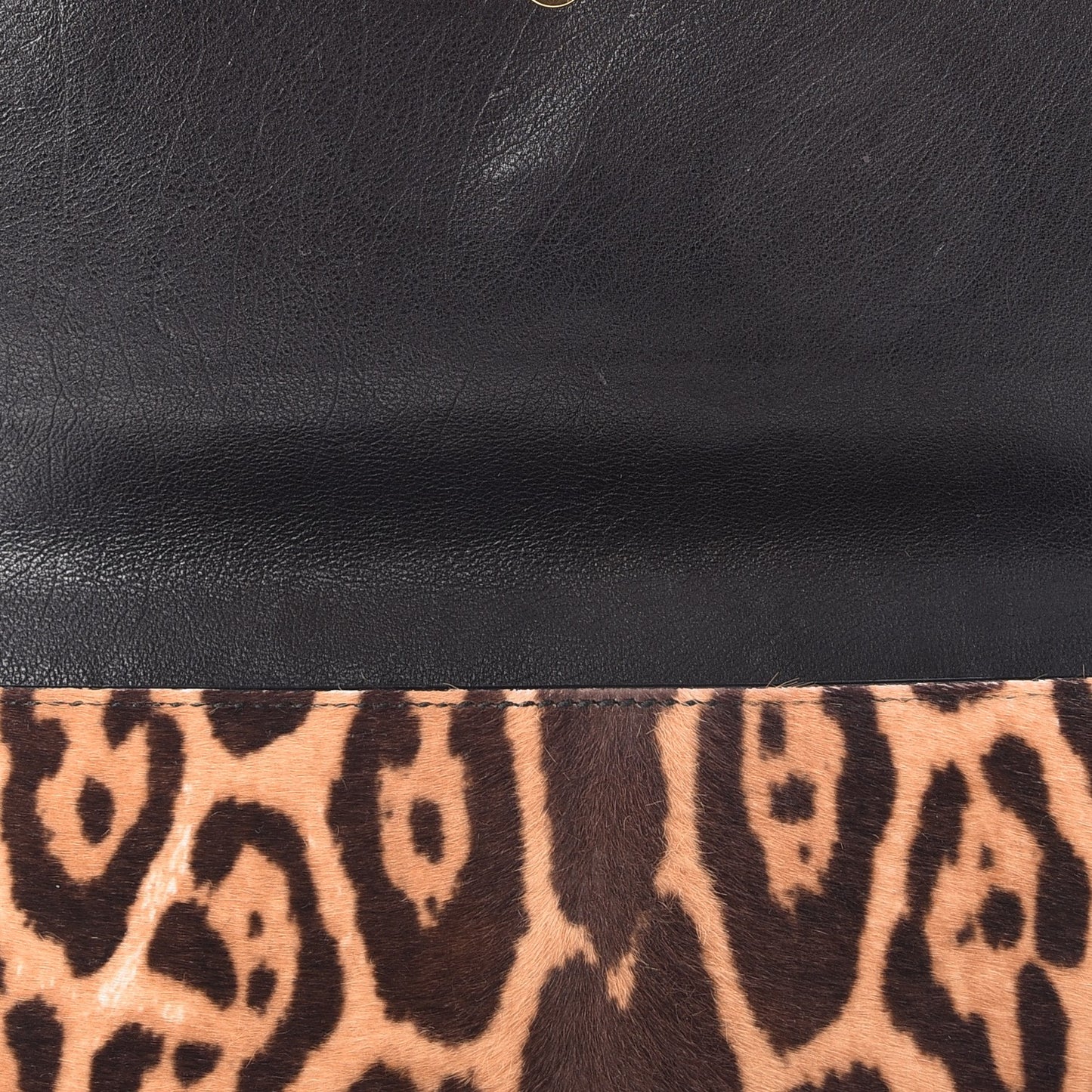 Pony Hair Leopard Print Y Ligne Clutch