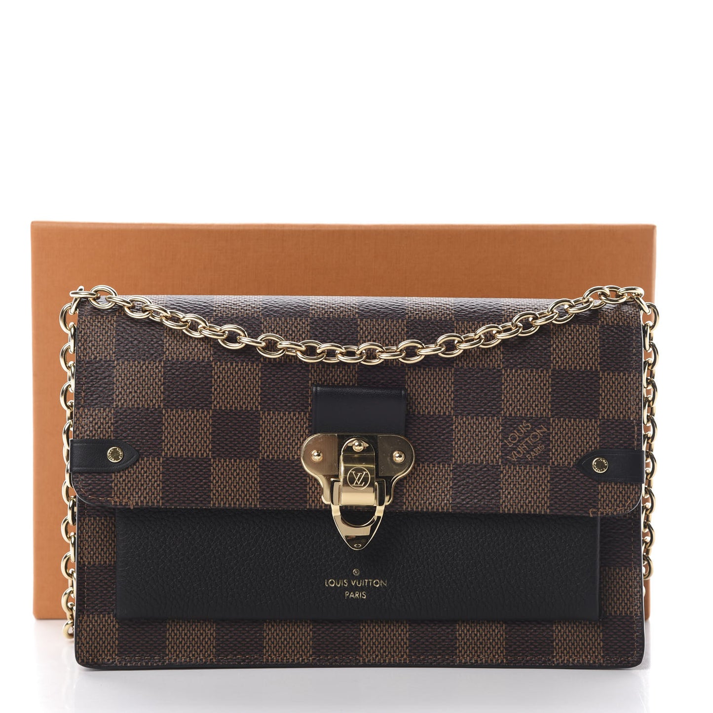 Damier Ebene Vavin Chain Wallet Black
