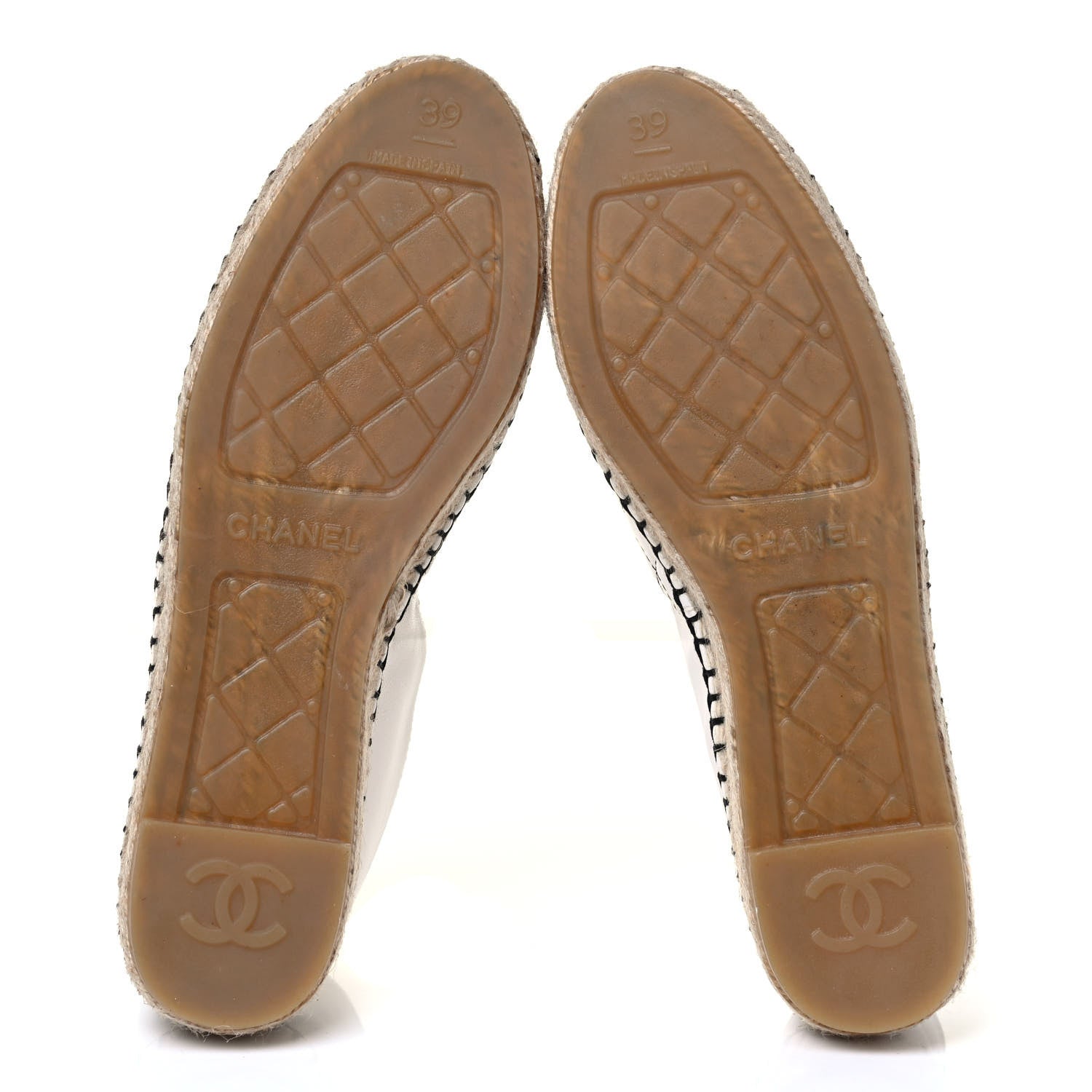 Chanel Lambskin Stitched CC Espadrilles 39 White Black 4 of 5
