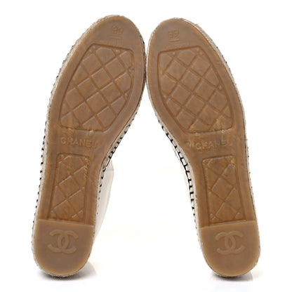 Chanel Lambskin Stitched CC Espadrilles 39 White Black 4 of 5