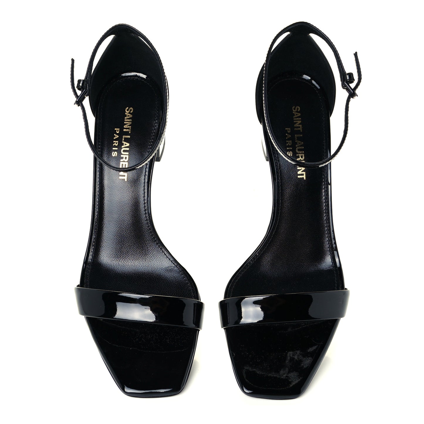 Patent Calfskin Loulou Ankle Strap Sandals 36.5 Black