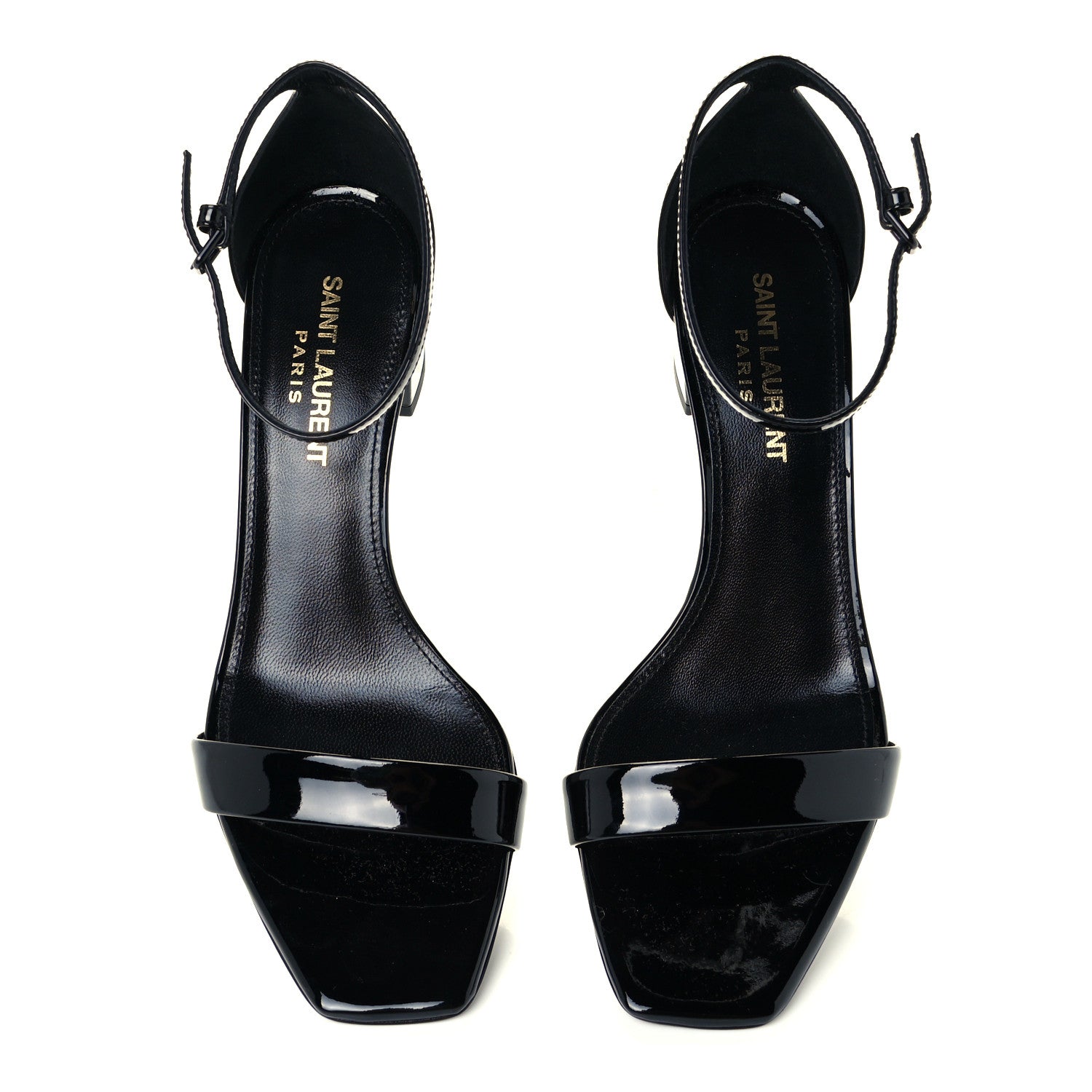 Saint Laurent Patent Calfskin Loulou Ankle Strap Sandals 36.5 Black 5 of 12