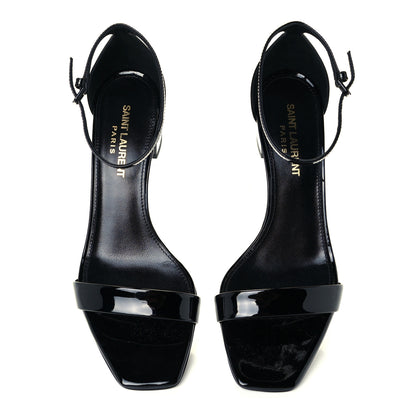 Saint Laurent Patent Calfskin Loulou Ankle Strap Sandals 36.5 Black 5 of 12