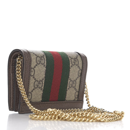 Gucci GG Supreme Monogram Web Ophidia Chain Card Case Wallet Beige New Acero 2 of 6