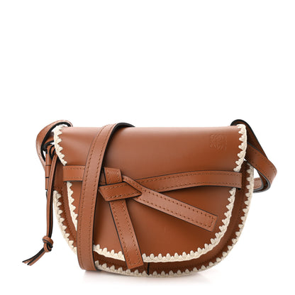 Loewe Calfskin Crochet Trim Small Gate Crossbody Bag Tan 1 of 9