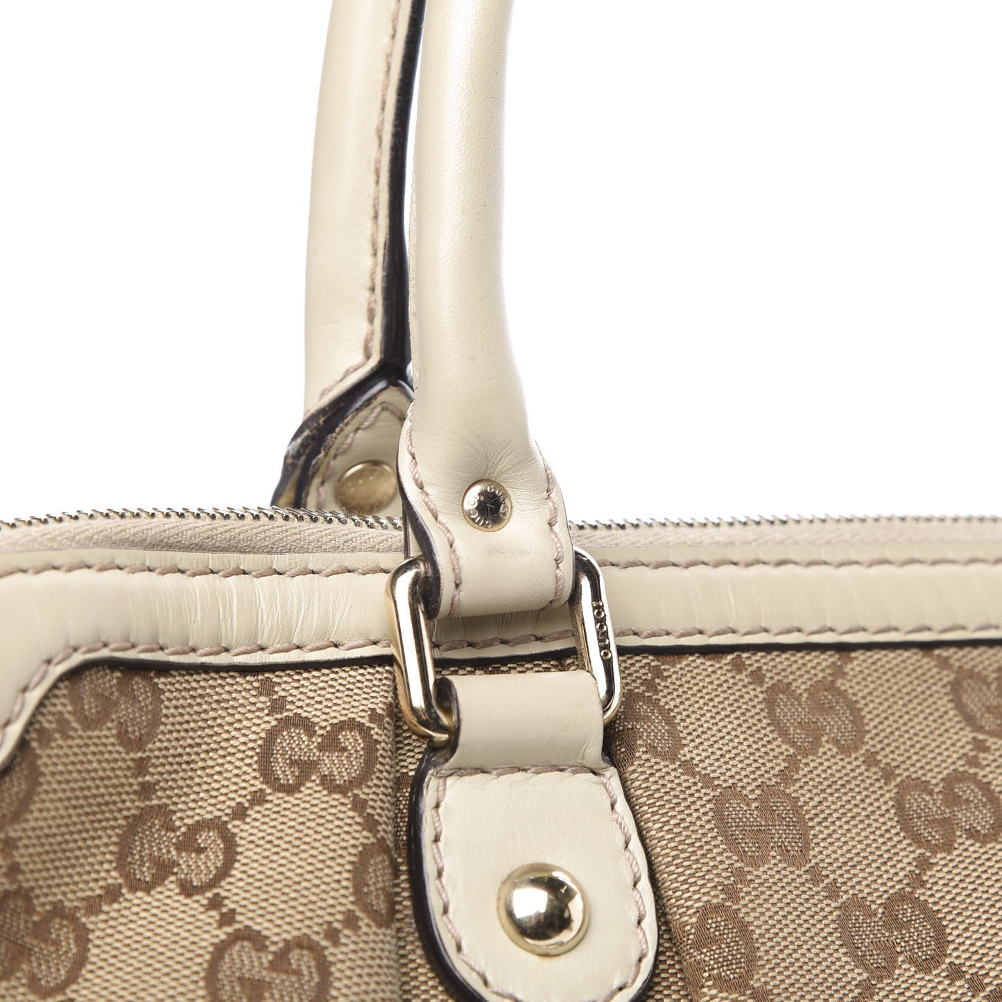 Monogram Margaux Calfskin Medium Sukey Top Handle Bag Beige Ebony Mystic White
