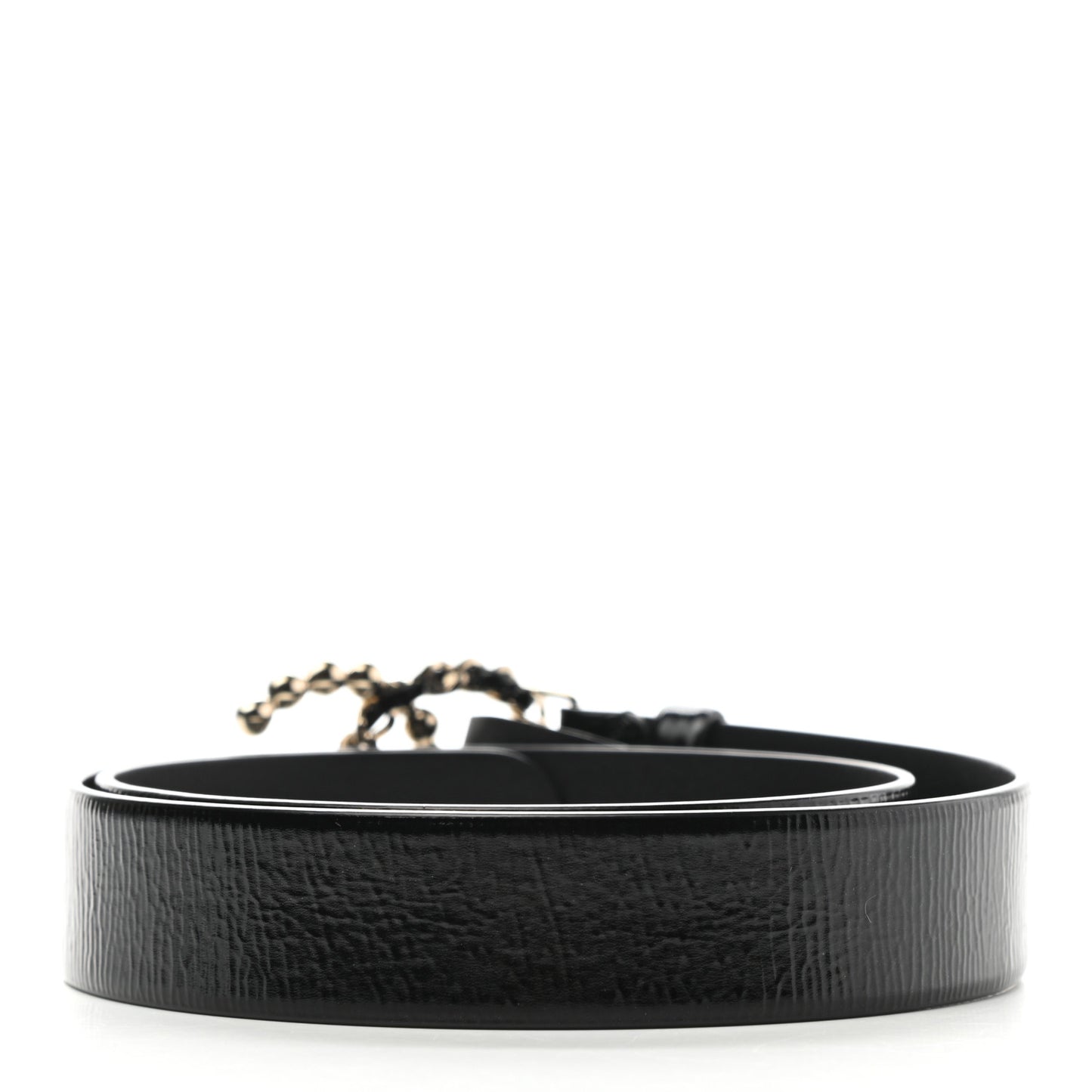Crumpled Calfskin Lambskin Pearl CC Belt 75 30 Black