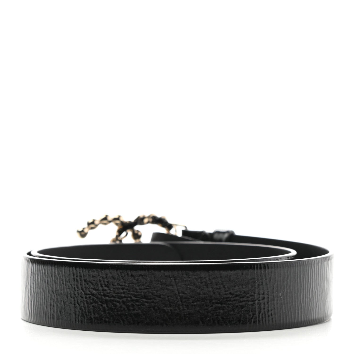 Chanel Crumpled Calfskin Lambskin Pearl CC Belt 75 30 Black 2 of 8