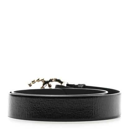 Chanel Crumpled Calfskin Lambskin Pearl CC Belt 75 30 Black 2 of 8