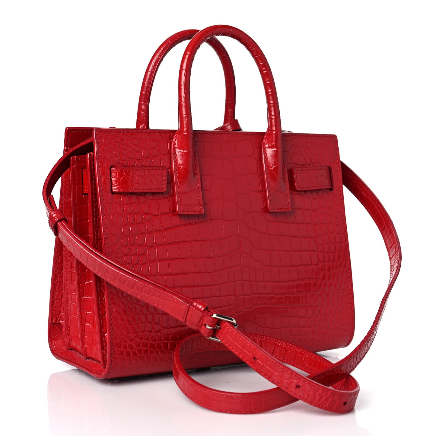 Calfskin Crocodile Embossed Nano Sac De Jour Red