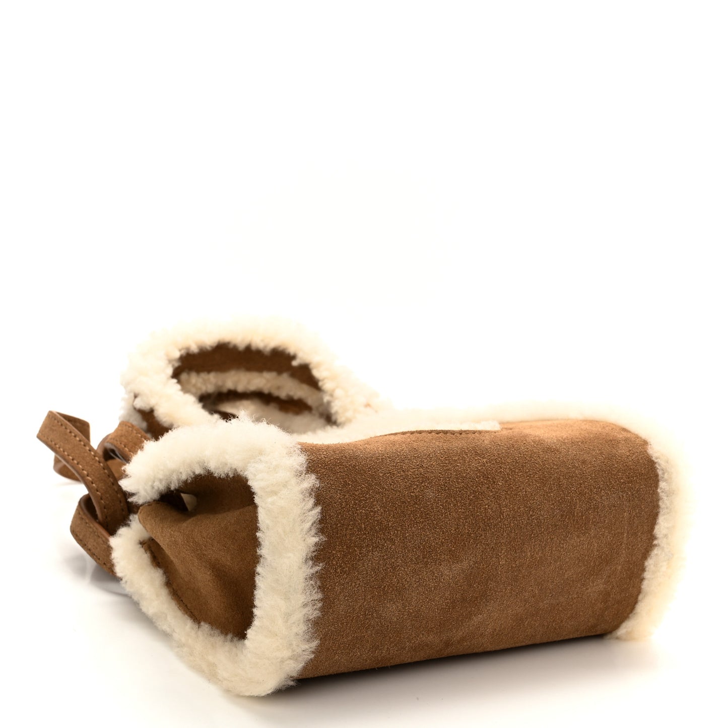 X UGG Suede Shearling Small Shopping Bag Chestnut