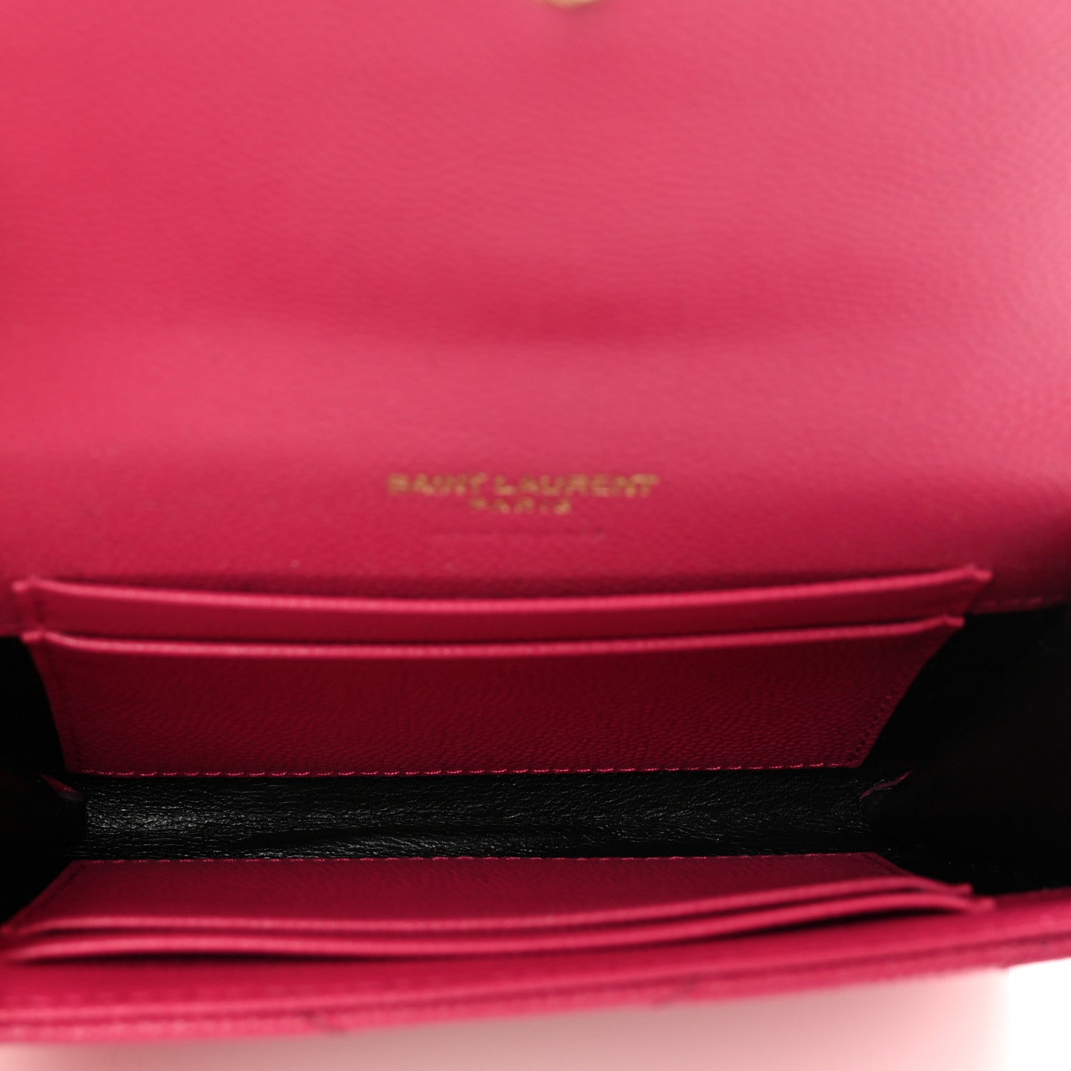 Saint Laurent Grain De Poudre Matelasse Chevron Small Monogram Envelope Wallet Bubblegum 5 of 8