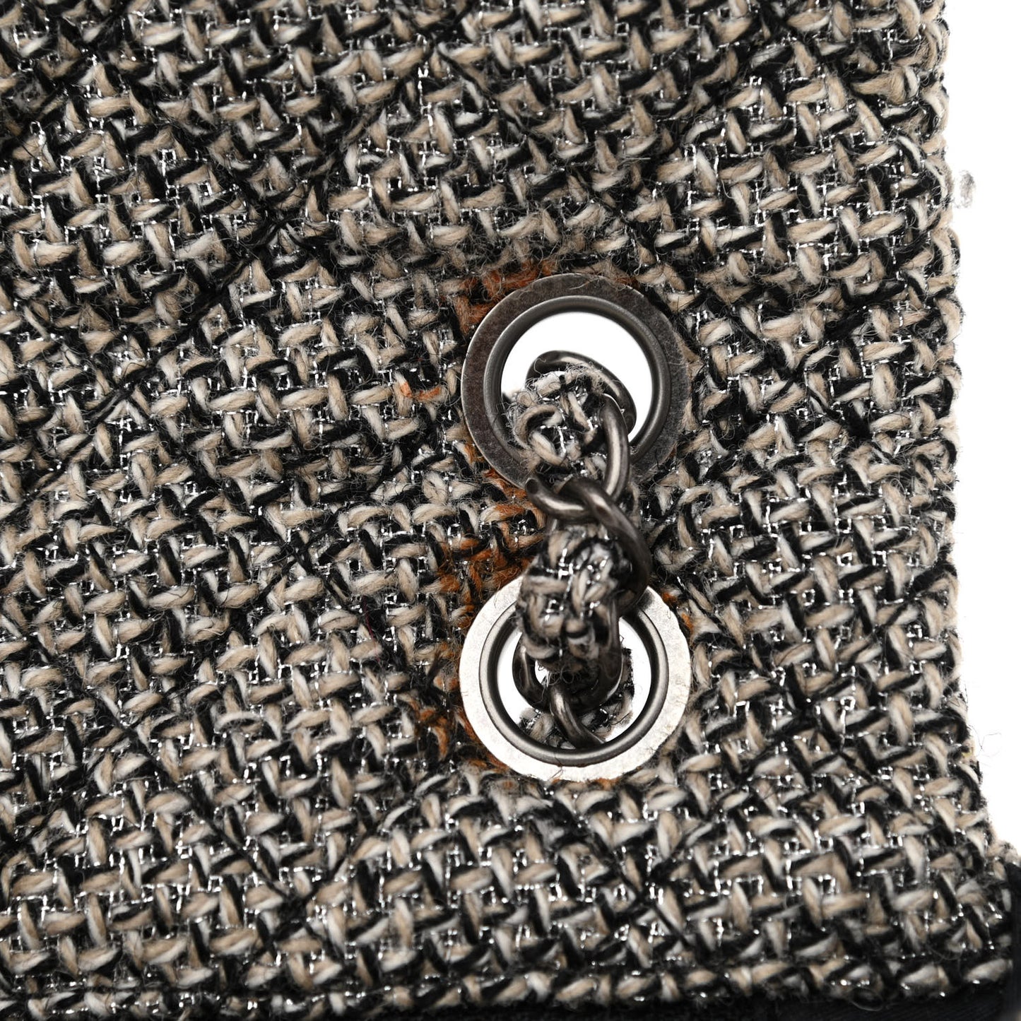 Crystal Tweed Quilted Medium Single Flap Black