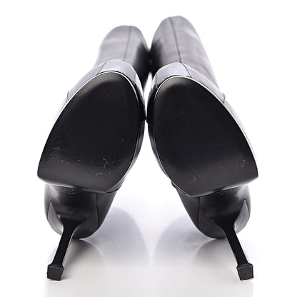 Saint Laurent Nappa Vernice Cap Toe Platform Knee High Boots 37 Black 7 of 12