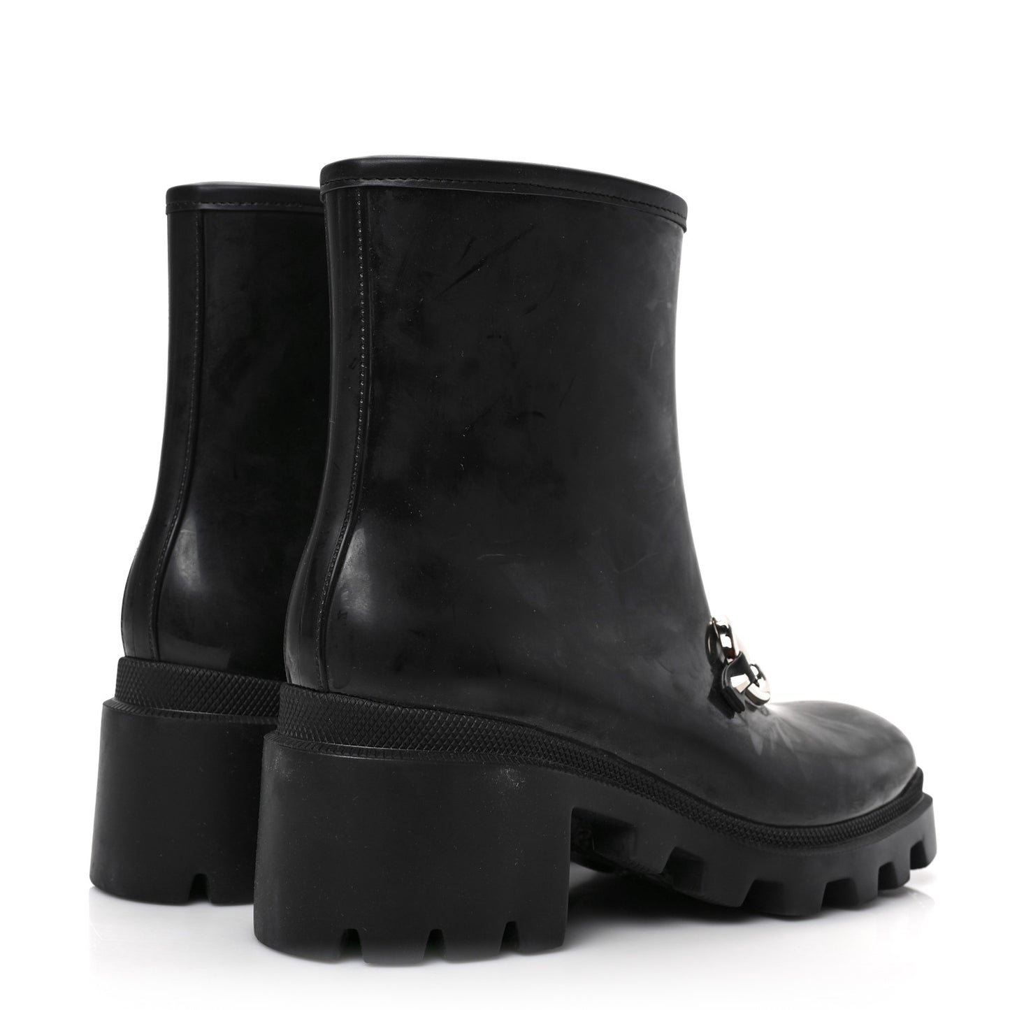 Rubber Womens Horsebit Ankle Boots 39 Black
