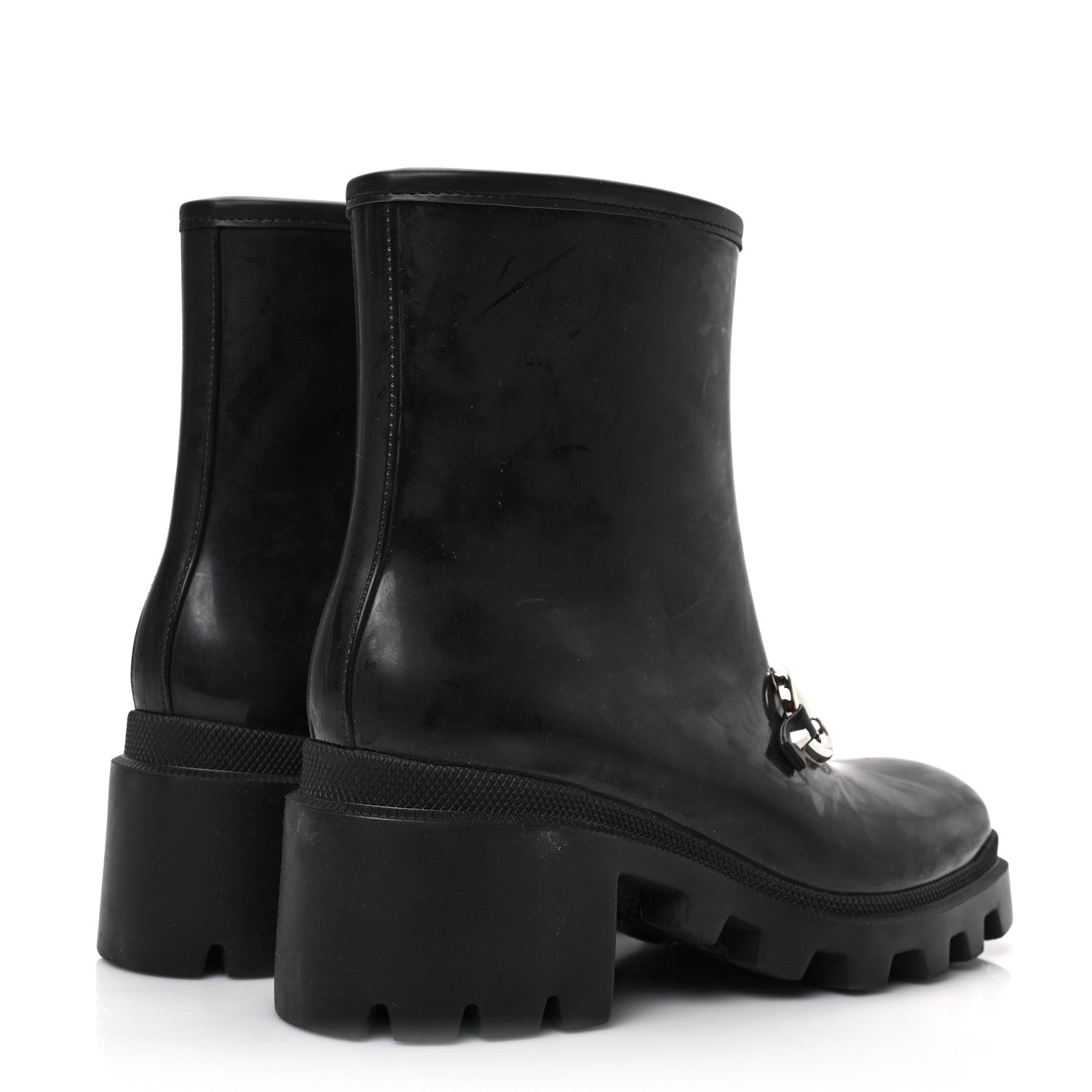 Gucci Rubber Womens Horsebit Ankle Boots 39 Black 4 of 7