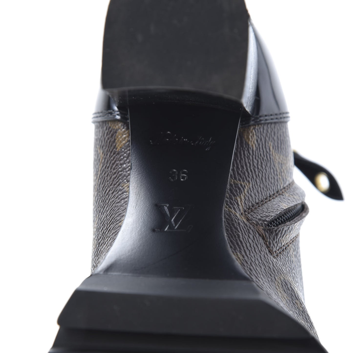 Patent Calfskin Monogram Star Trail Ankle Boots 36 Black
