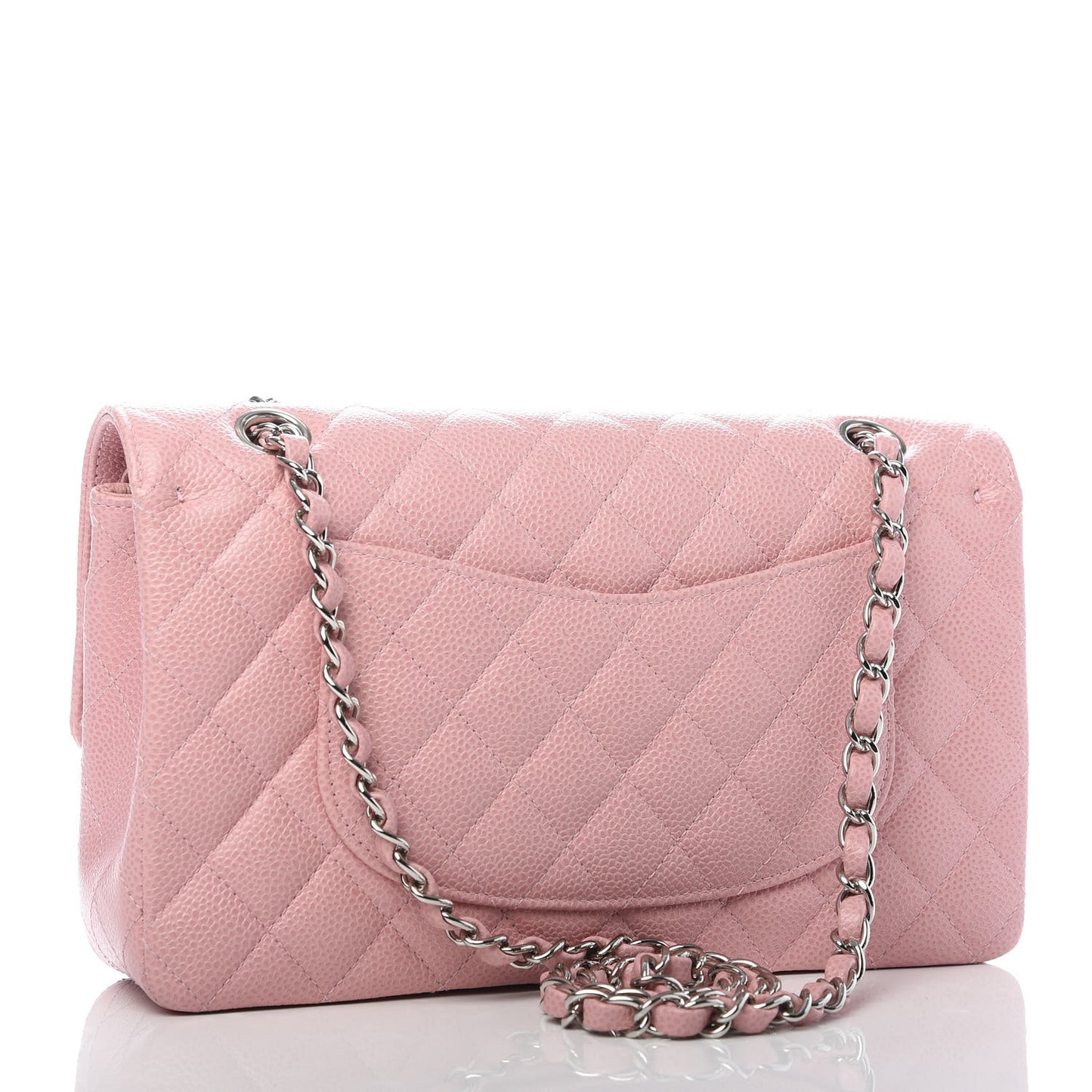 Caviar Quilted Medium Double Flap Pink