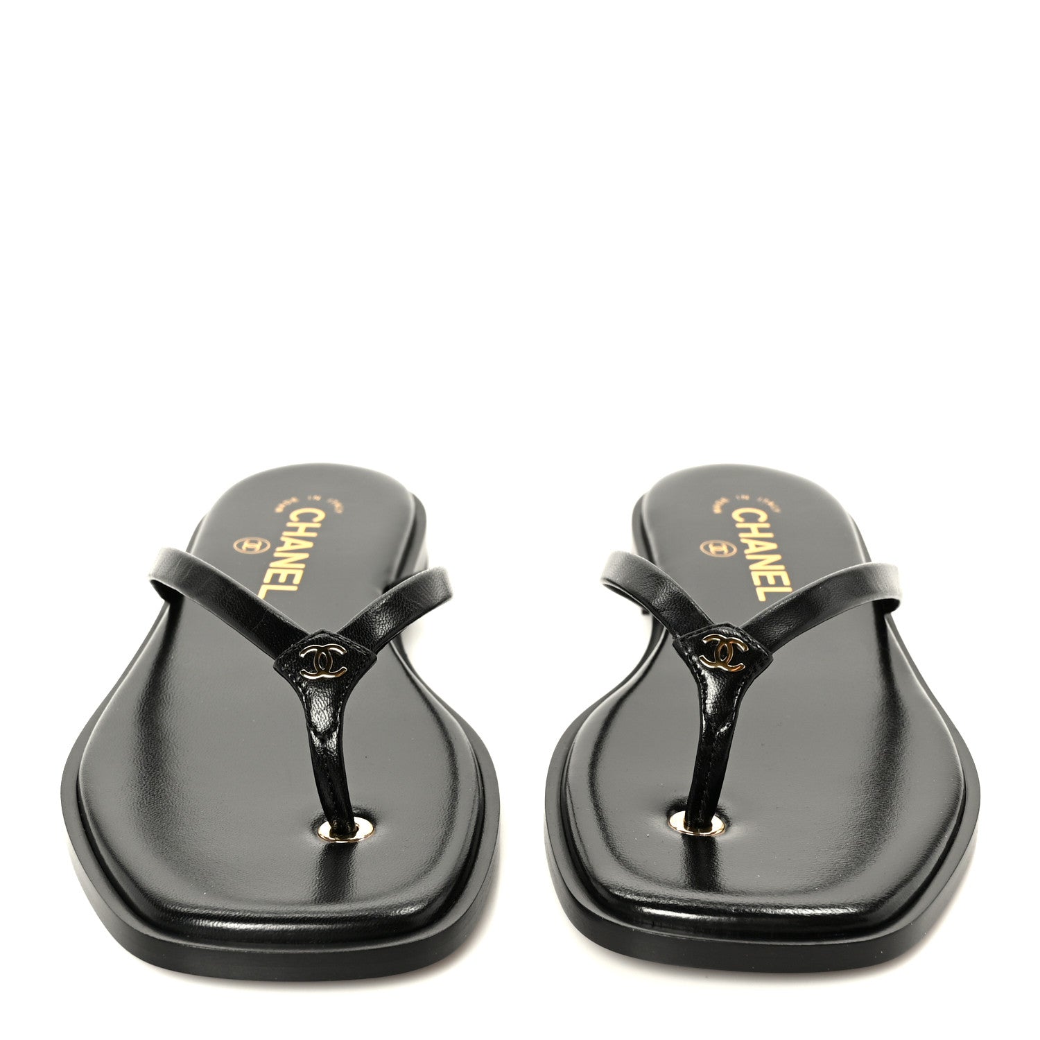 Chanel Lambskin CC Times Square Thong Sandals 38 Black 3 of 11
