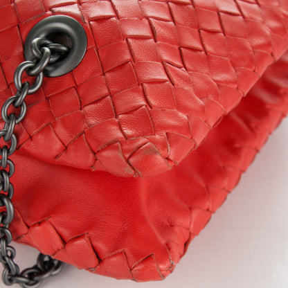 Bottega Veneta Nappa Intrecciato Shoulder Bag Red 9 of 9