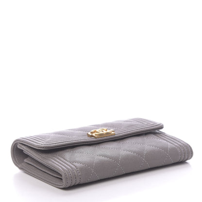 Chanel Caviar Quilted Medium Boy Flap Wallet Grey 4 of 8