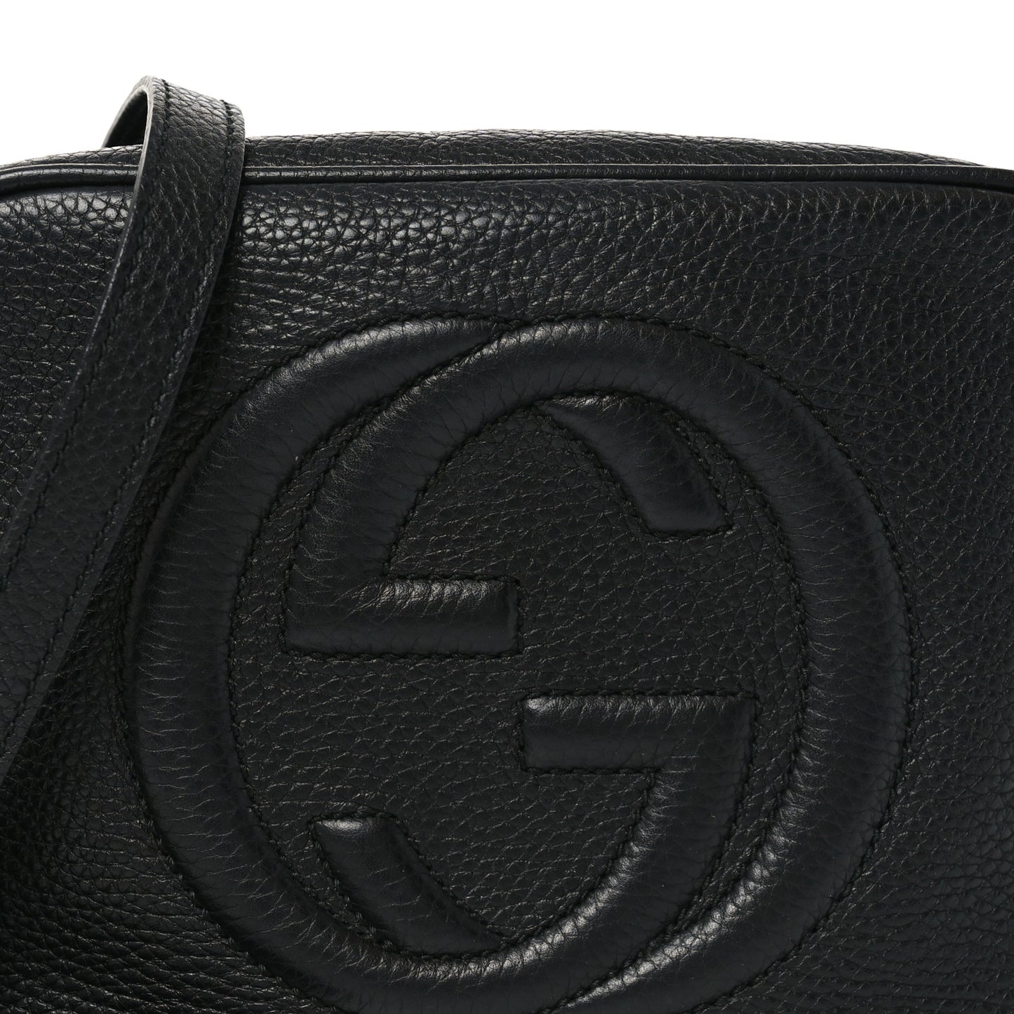 Pebbled Calfskin Small Soho Disco Bag Black